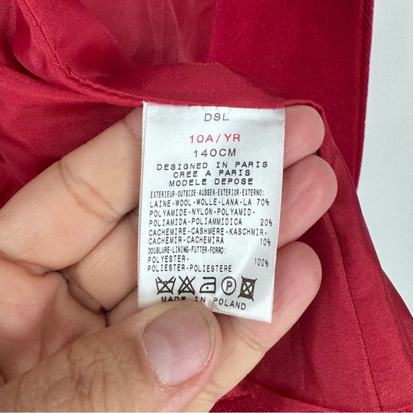 Jacadi Red wool and cashmere coat 10 year - Picture 5 of 6